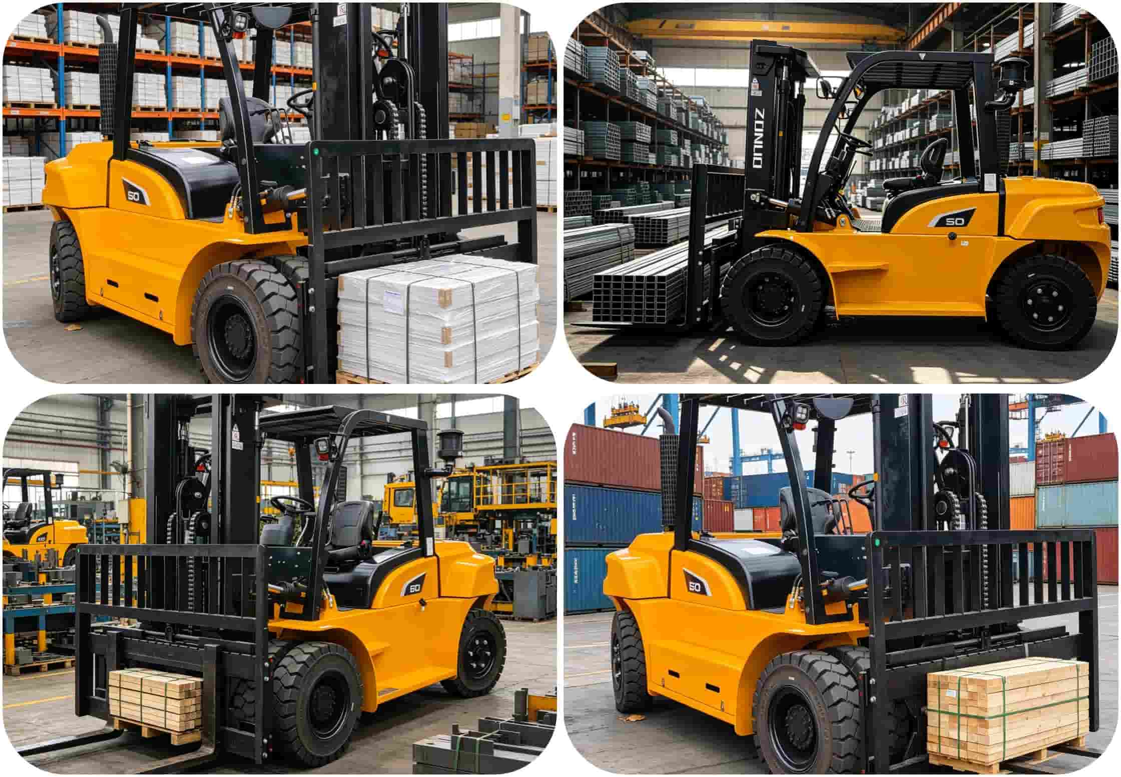 Heavy Duty 5 Ton Diesel Forklift With Double Tire
